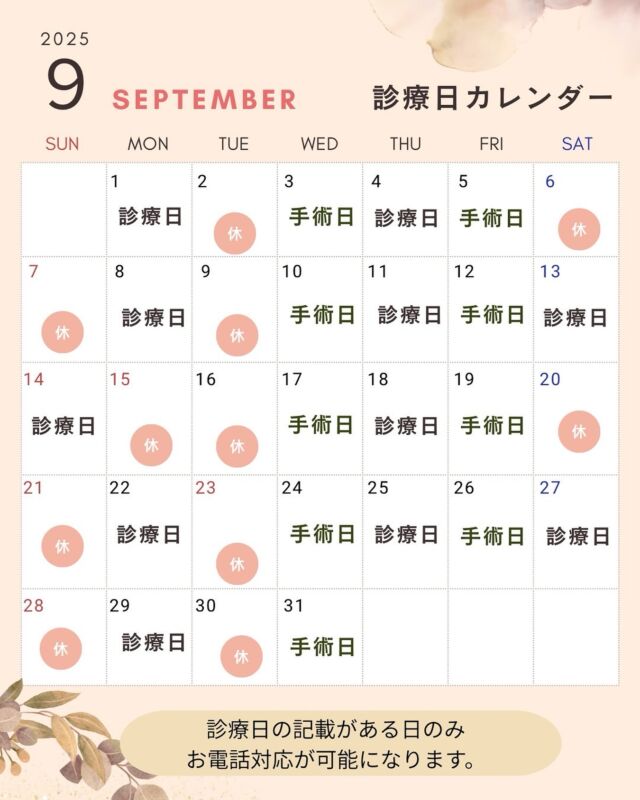 @OGSclinic←他の投稿はこちらから
また読みたい時は保存マーク
参考になったよ！という方は
❤️をお願い致します！
⁡
2025年の診療カレンダーになります✨
休診日は画像の通りです
⁡
お電話対応ができるのは診療日のみになりますので、お問い合わせなどお電話頂く際は診療日の9:30~12:00/13:30〜18:30の間に
お問い合わせ下さい。
⁡
ご迷惑をおかけしますが、何卒よろしくお願い致します。
ご予約もお待ちしております！✨
𓂂𓂂𓂂𓂂𓂂𓂂𓂂𓂂𓂂𓂂𓂂𓂂𓂂𓂂𓂂𓂂𓂂𓂂𓂂𓂂𓂂𓂂𓂂𓂂𓂂𓂂𓂂𓂂𓂂𓂂𓂂𓂂𓂂𓂂𓂂𓂂𓂂𓂂𓂂𓂂𓂂𓂂𓂂𓂂𓂂𓂂𓂂𓂂𓂂𓂂𓂂𓂂𓂂𓂂𓂂
⁡
輪郭嬌正術・難易度の高いルフォー骨切りを含めた、両顎手術を考えている方に向けて
手術・症例写真や当院に関することを発信しています！
ぜひフォローしてください😆！
@ogsclinic
⁡
公式HPでは、術式や病院について詳しく掲載されています。
⁡
是非こちらも覗いてみてくださいね🦷✨
⁡
HPはこちら👇
ogs-clinic.jp
Xはこちら👇
アカウント名
@OGSclinic
⁡
⁡
埼玉県川越市脇田町103番
メディカルセンター川越2F
TEL 049-226-1515
⁡
𓂂𓂂𓂂𓂂𓂂𓂂𓂂𓂂𓂂𓂂𓂂𓂂𓂂𓂂𓂂𓂂𓂂𓂂𓂂𓂂𓂂𓂂𓂂𓂂𓂂𓂂𓂂𓂂𓂂𓂂𓂂𓂂𓂂𓂂𓂂𓂂𓂂𓂂𓂂𓂂𓂂𓂂𓂂𓂂𓂂𓂂𓂂𓂂𓂂𓂂𓂂𓂂
⁡